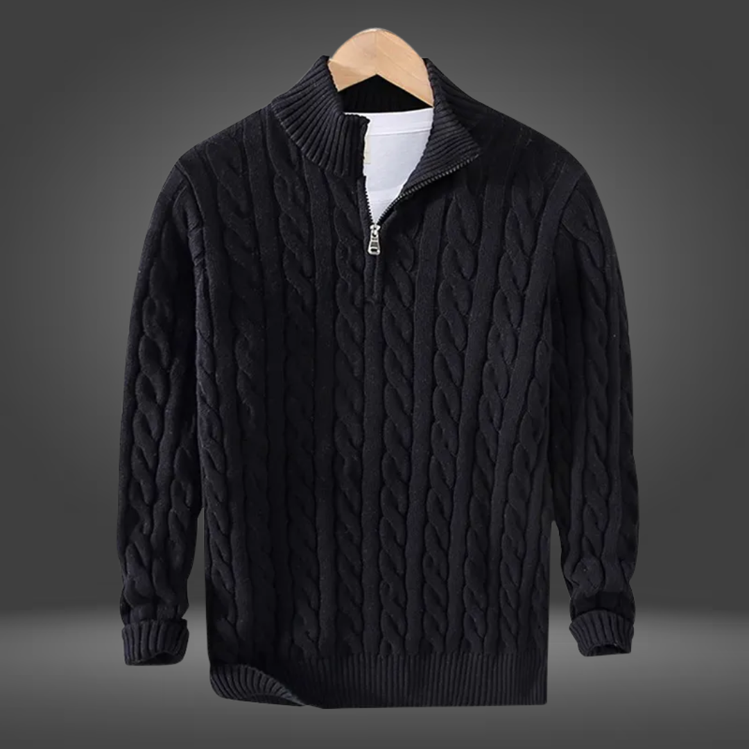 Vincent | Jersey de cachemira con media cremallera para hombre