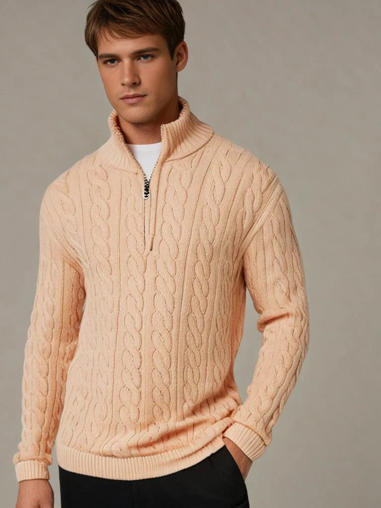 Vincent | Jersey de cachemira con media cremallera para hombre