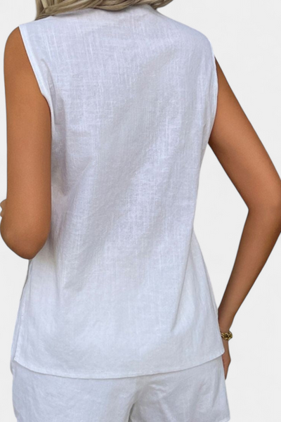 Loren | Conjunto de Lino Sin Mangas de Estilo Relajado