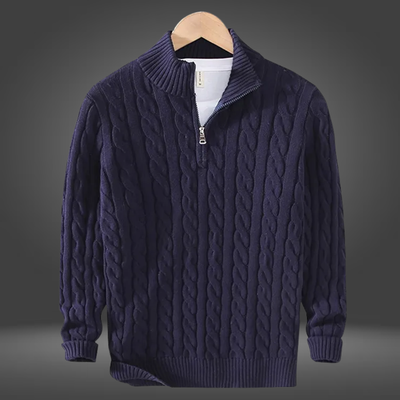 Vincent | Jersey de cachemira con media cremallera para hombre